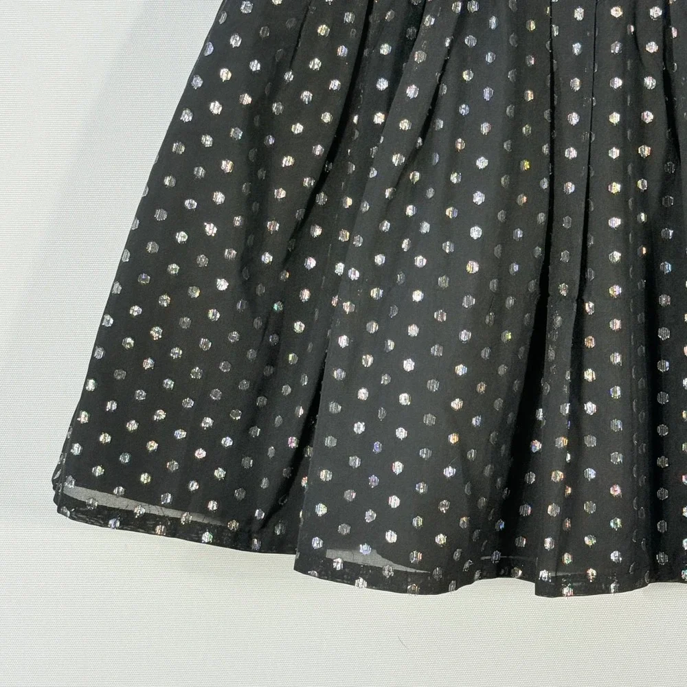 Gymboree Girls‎ Sz 5 Black Silver Polka Dot Dress Ruffle Sleeves Party Formal